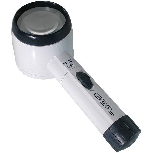 3.9X COIL Raylite Illuminated Magnifier - 2.25 Inch Lens Hand Held,Stand Magnifier - Click Image to Close